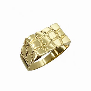 Anello a fascia rettangolare quadrata vintage in oro massiccio 14k per uomo, ragazzo e donna, regalo classico, gioiello unico per lui, elegante oro per lui e lei