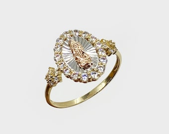 10k Gold Virgin Mary Simple Style Ring for Women / Gift / Religious ...