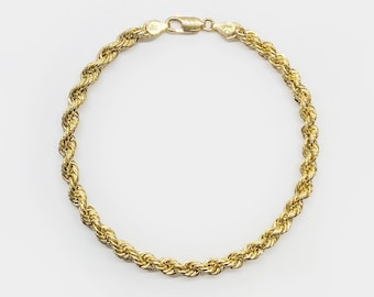 10k Gold Rope Classic Chain Link Bracelet Anklet for Men Women