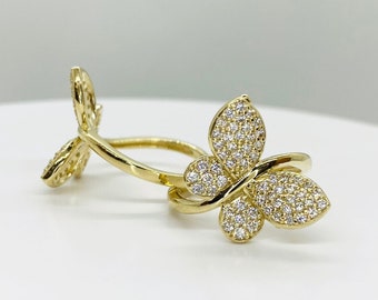 14K Solid Gold Signet Butterfly Ring - Etsy Israel