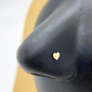 14k Solid Gold Heart Nose Stud Ring, Classic Ball End Nose Piercing Jewelry Minimalist Heart Nose Ring for Women Dainty Nose Stud for Her