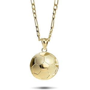 10k Solid Gold Soccer Ball Charm Pendant Necklace for Boy Girl Men & Women Perfect Gift for Sports Fans Athletes High-Quality Stylish