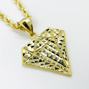 10k Solid Gold Diamond Shape Charm Pendant Unisex Gold Pendant Stylish Jewelry for Men and Women Perfect Gift Idea