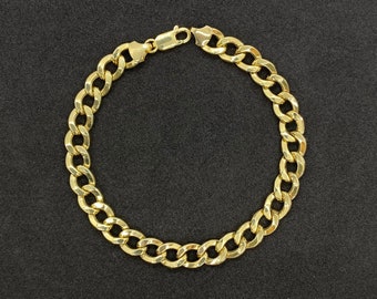 10k Gold Cuban Curb Style Classic Link Bracelet Anklet for Men Women