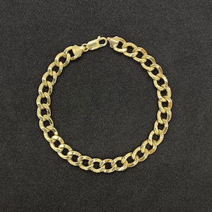 10k Gold Cuban Curb Link Bracelet Anklet Classic Style for Men Women Boy Girl / Durable Jewelry Everyday Wear Special Gift for Him Her