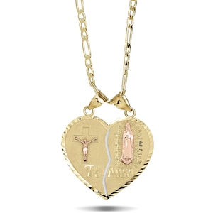 10k en 14k massief gouden gespleten hart I Love You Te Amo stel bedel hanger ketting cadeau voor mannen vrouwen / cadeau valentijn en jubilea
