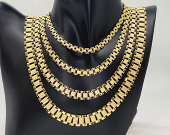 10k Gold Rollie Oyster Präsidenten Kettenglieder-Halskette für Männer Frauen