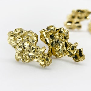 10k & 14k Solid Gold Nugget Stud Push Back Earrings Gift for Men Women Unisex - Unique Gold Jewelry Gift Dainty Everyday Studs for Him Her