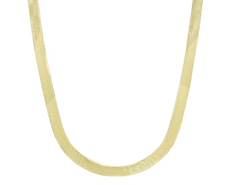 10k Gold Flat Herringbone Lightweight Chain Necklace for Men Women - Perfect Gift, Sleek Design, Everyday Wear, Timeless Jewelry
