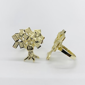 Anello per albero porta soldi in oro massiccio 10k per uomo ragazzo donna / Gioielli unici ispirati agli investimenti Anello in oro durevole ed elegante per lui