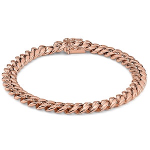 10k Rose Gold Miami Cuban Classic Link Bracelet Gift for Men Women Timeless Gold Jewelry Perfect Gift Idea
