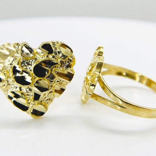 10k Solid Gold Nugget Heart Love Ring for Women/girl Etsy
