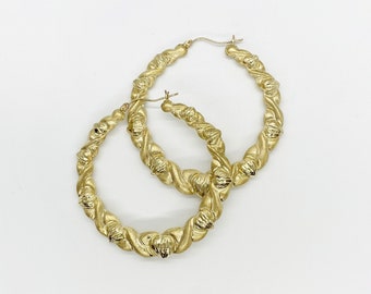 10k Gold Heart Simple Classic Plain Round Circle Hoop Earrings for Women/Girl