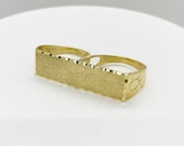 10k Solid Gold Double Finger Nugget Ring for Boy Girl Kids Men