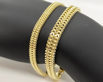 10k Gold Franco Double Link Classic Bracelet Vintage & Unique Gift for Men Women / Timeless Design  Elegant Jewelry Piece for Her and Him