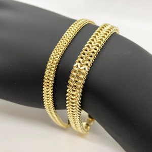 10k Gold Franco Double Link Classic Vintage Unique Bracelet Gift for Men Women