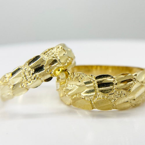 10k Solid Gold Nugget Square Ring III for Men/boy Etsy
