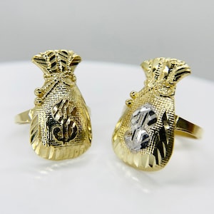 Anello porta soldi in oro massiccio 10k per ragazzo, uomo e donna / Elegante simbolo di ricchezza, regalo unico per lui e per lei, classico gioiello con simbolo del dollaro in oro