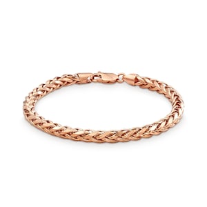 10k & 14k Rose Gold Wheat Palm Snake Chain Link Bracelet Anklet for Men Women - Durable Stylish Jewelry Accessory, Perfect Gift for Him Her