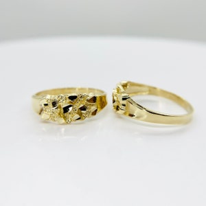 10k Solid Gold Nugget Smashing Band Ring I voor mannen/vrouwen