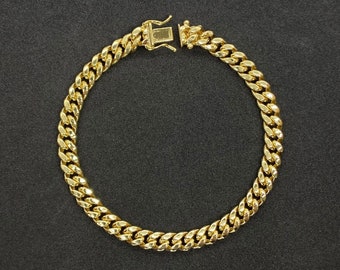 14k Gold Miami Cuban Classic Link Bracelet Gift for Men Women