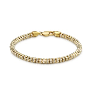 10k & 14k Yellow Gold Ice Chain Classic Two-Tone Chain Link Bracelet/Anklet for Men and Women Stylish Durable Jewelry Piece