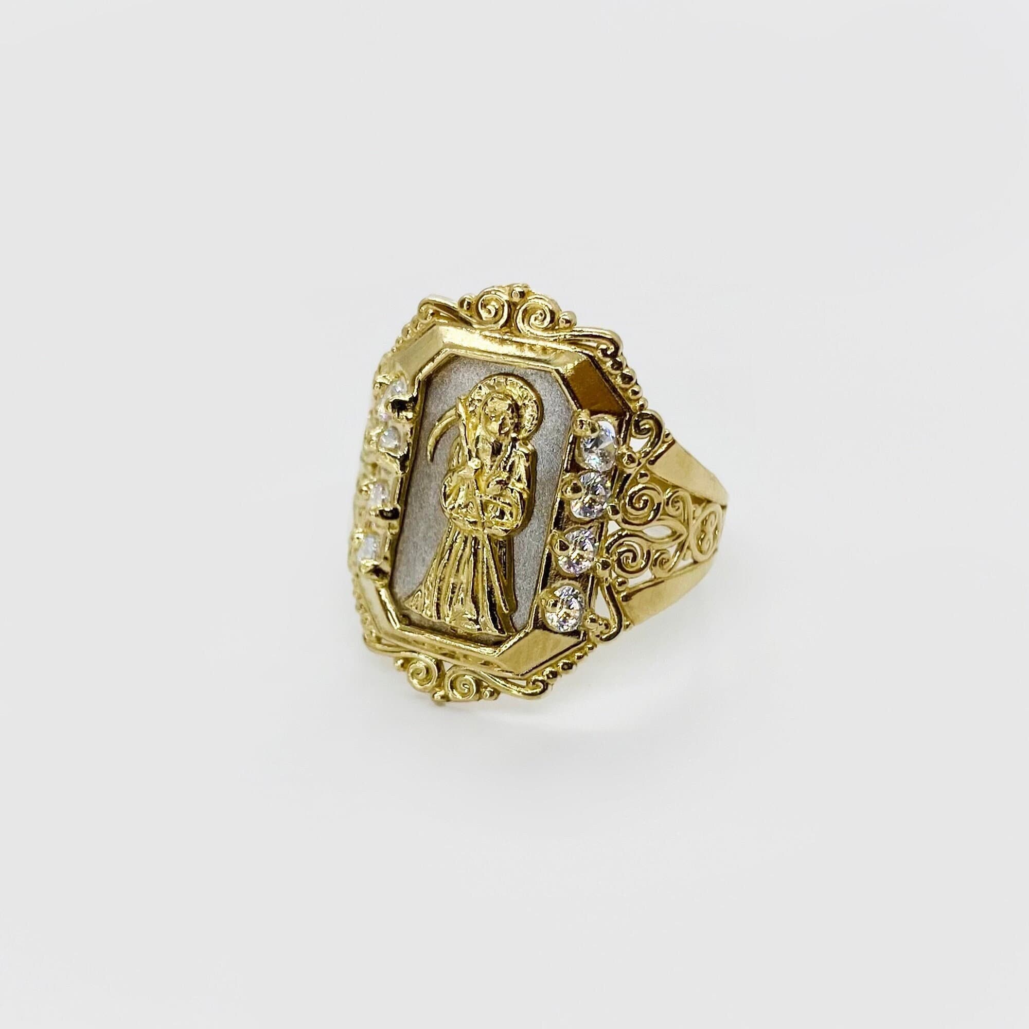 10k & 14k Solid Gold Santa Muerte Death Grim Reaper Ring