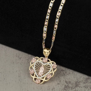 10k & 14k Solid Gold San Judas Saint Jude Rose Heart CZ