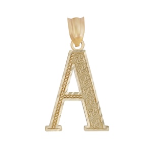 Collar con colgante con dije de letra inicial de oro de 10k y 14k con corte de diamante, joyería personalizada con alfabeto, regalo para niños, niñas, hombres, mujeres, él y ella