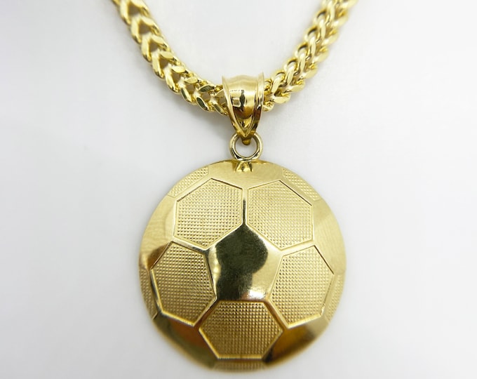 10k Solid Gold Soccer Ball Charm Pendant for Men/Women