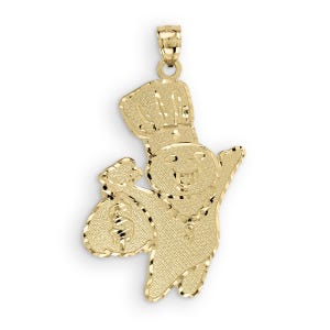Collar con colgante de oro macizo de 10 k con forma de bolsa de dinero de Pillsbury Doughboy DC para niños, hombres y mujeres. Joyas vintage para uso diario, regalo para él y para ella