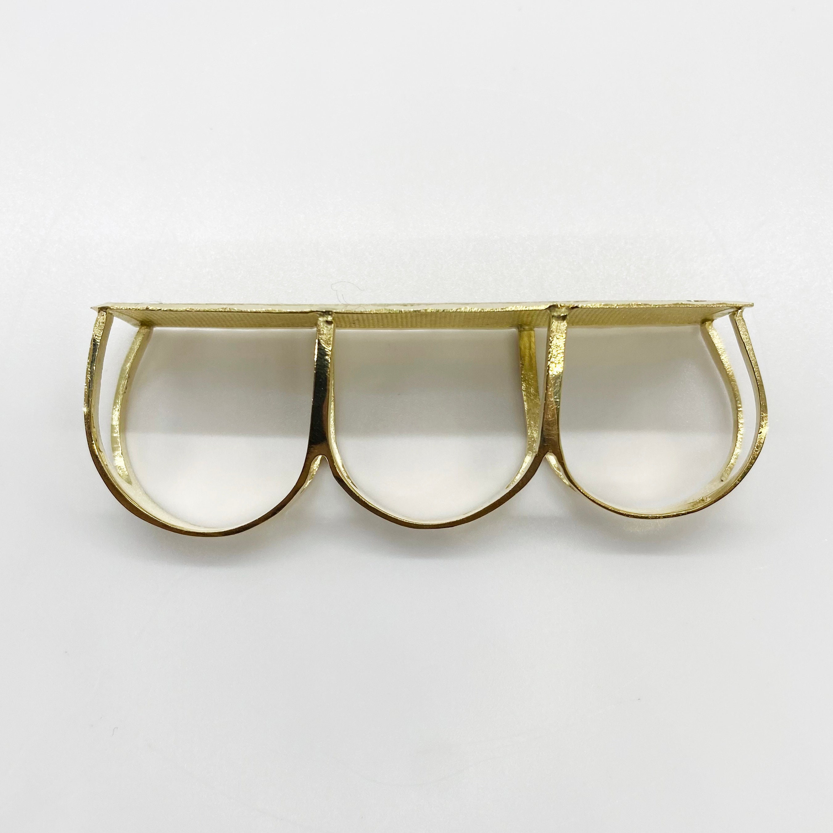 指輪・リング Three Finger Statement Ring 10k Solid Gold Three Finger Plate Ring for Men Women