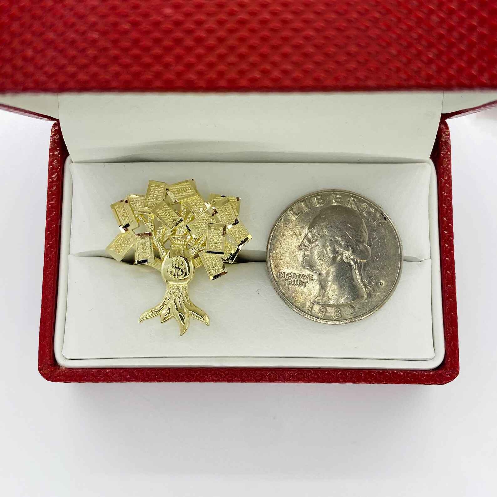 10k Solid Gold Money Bag Tree Ring for Men Women - Etsy