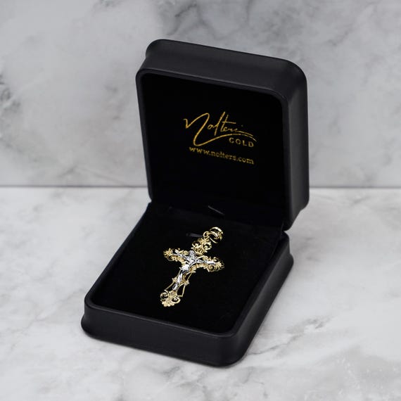 10K & 14K ゴールド クロス INRI イエス 十字架ペンダントネックレス
