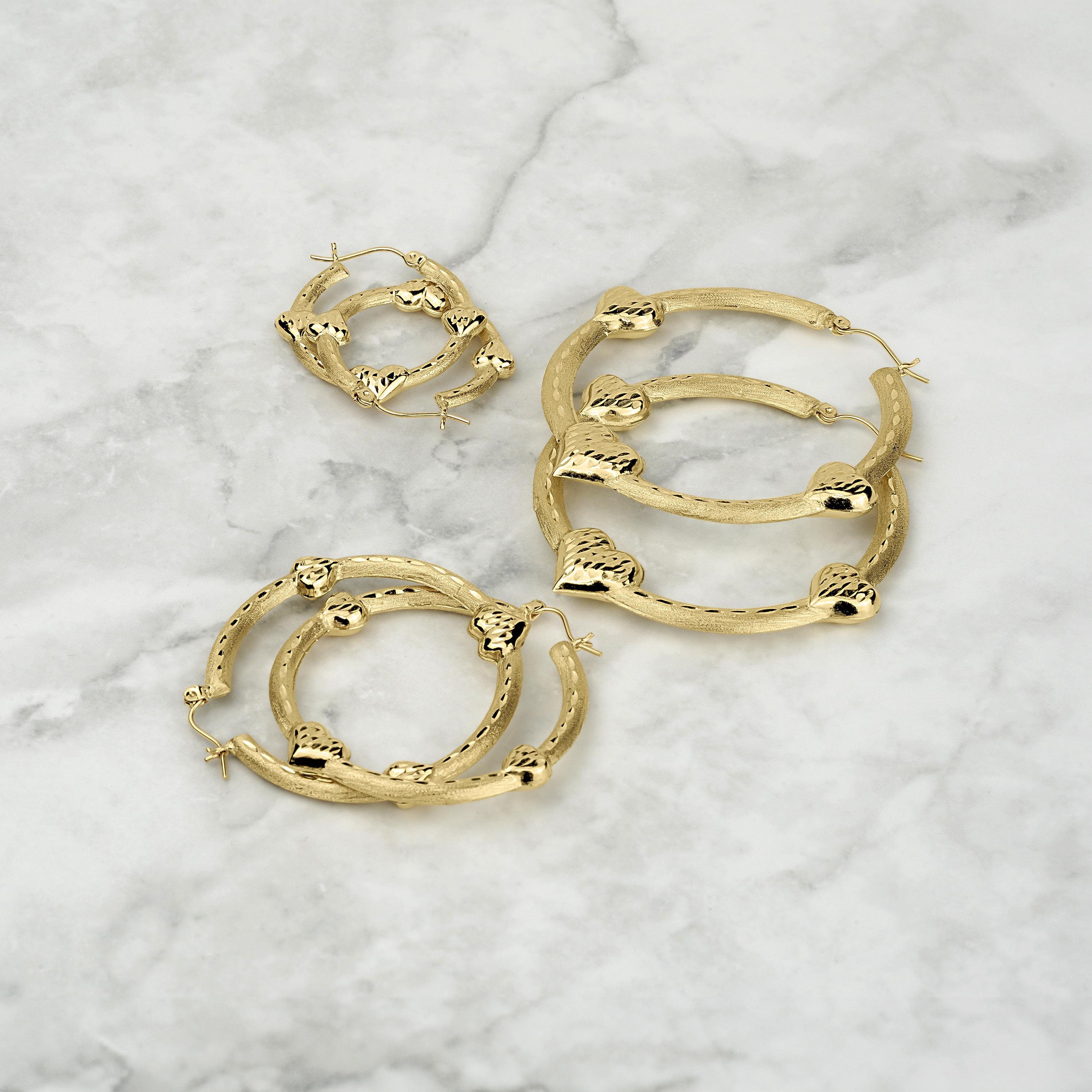 10k gold twisted bamboo earrings - Etsy 日本