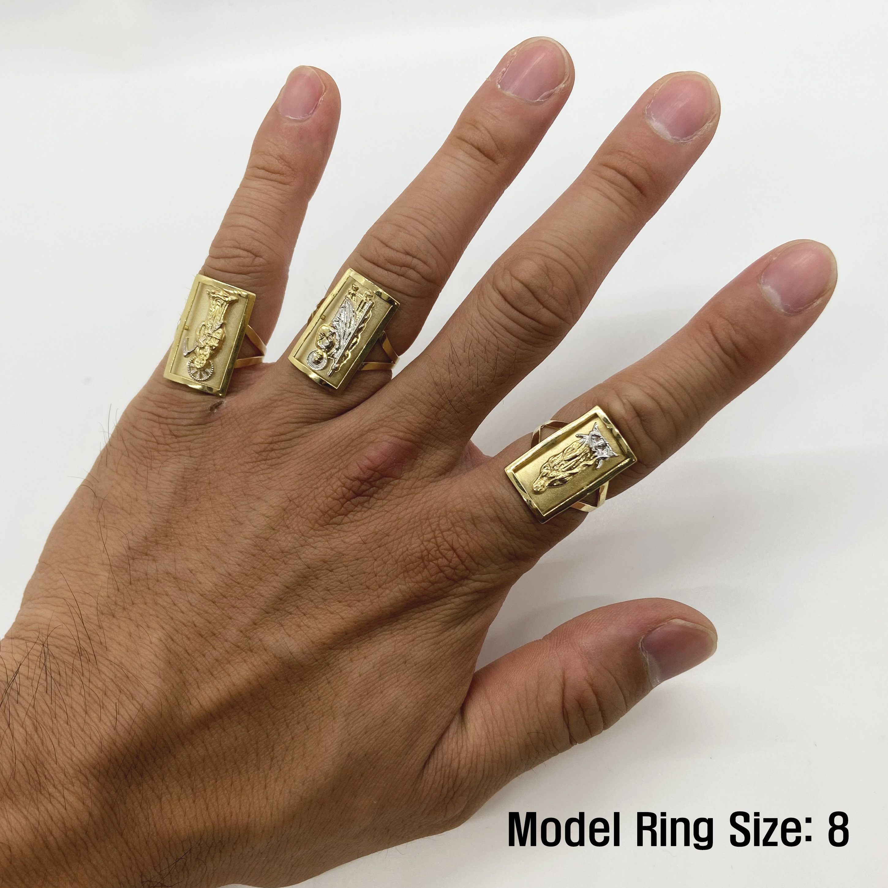 10k & 14k Solid Gold Santa Muerte Death Grim Reaper Rectangular