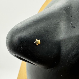 14k Solid Gold Star CZ Ball End Nose Ring Classic Stud | Delicate Nose Jewelry Gold Nose Piercing Unique Star Design