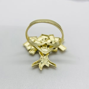 10k Solid Gold Money Bag Tree Ring for Men Boy Women / Unique ...