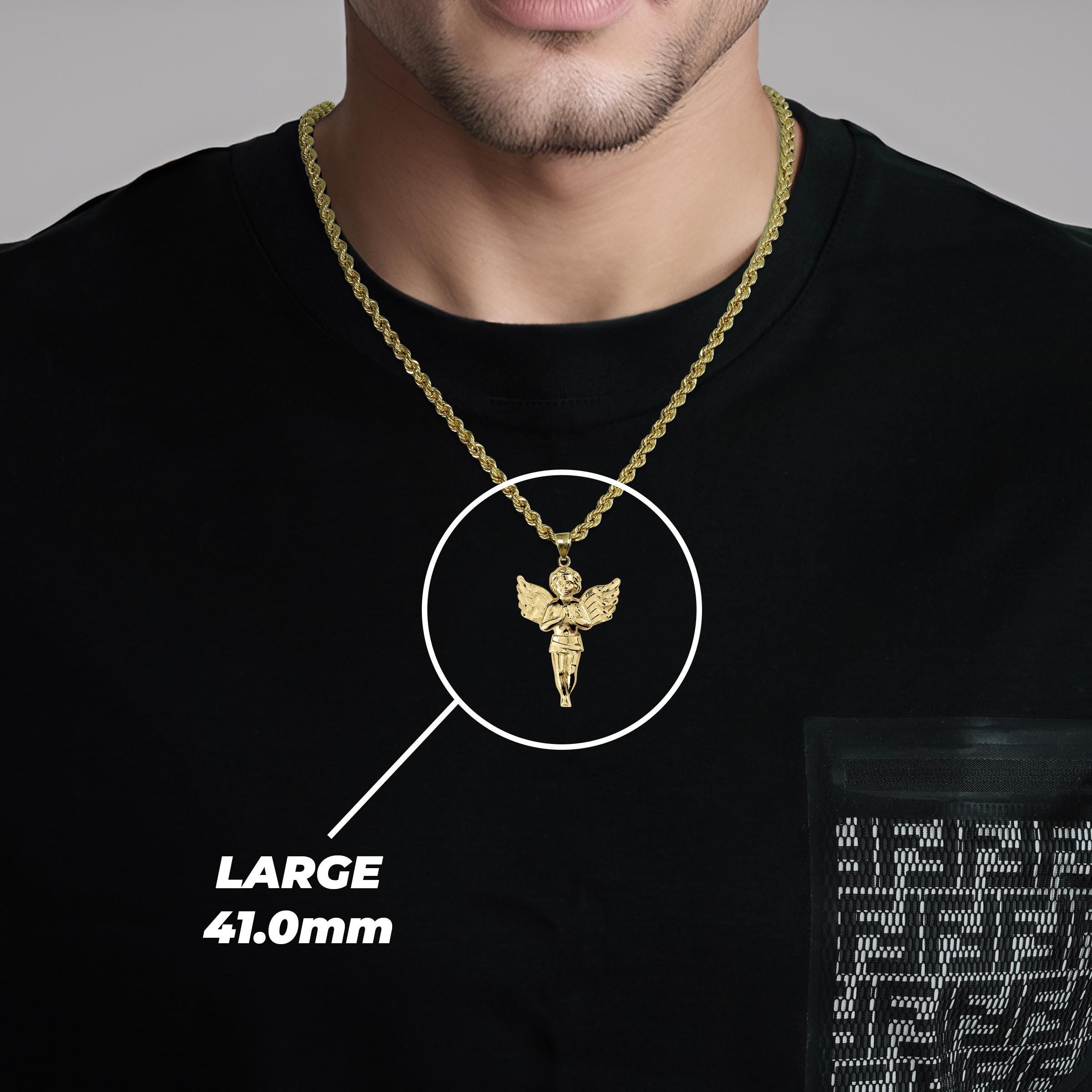10k Solid Gold Angel Pendant, Praying Guardian Charm - Etsy