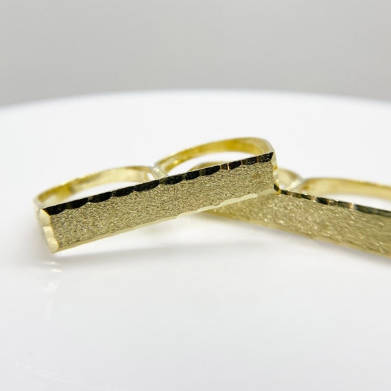 10k Solid Gold Double Finger Nugget Ring Classic Style for Boys