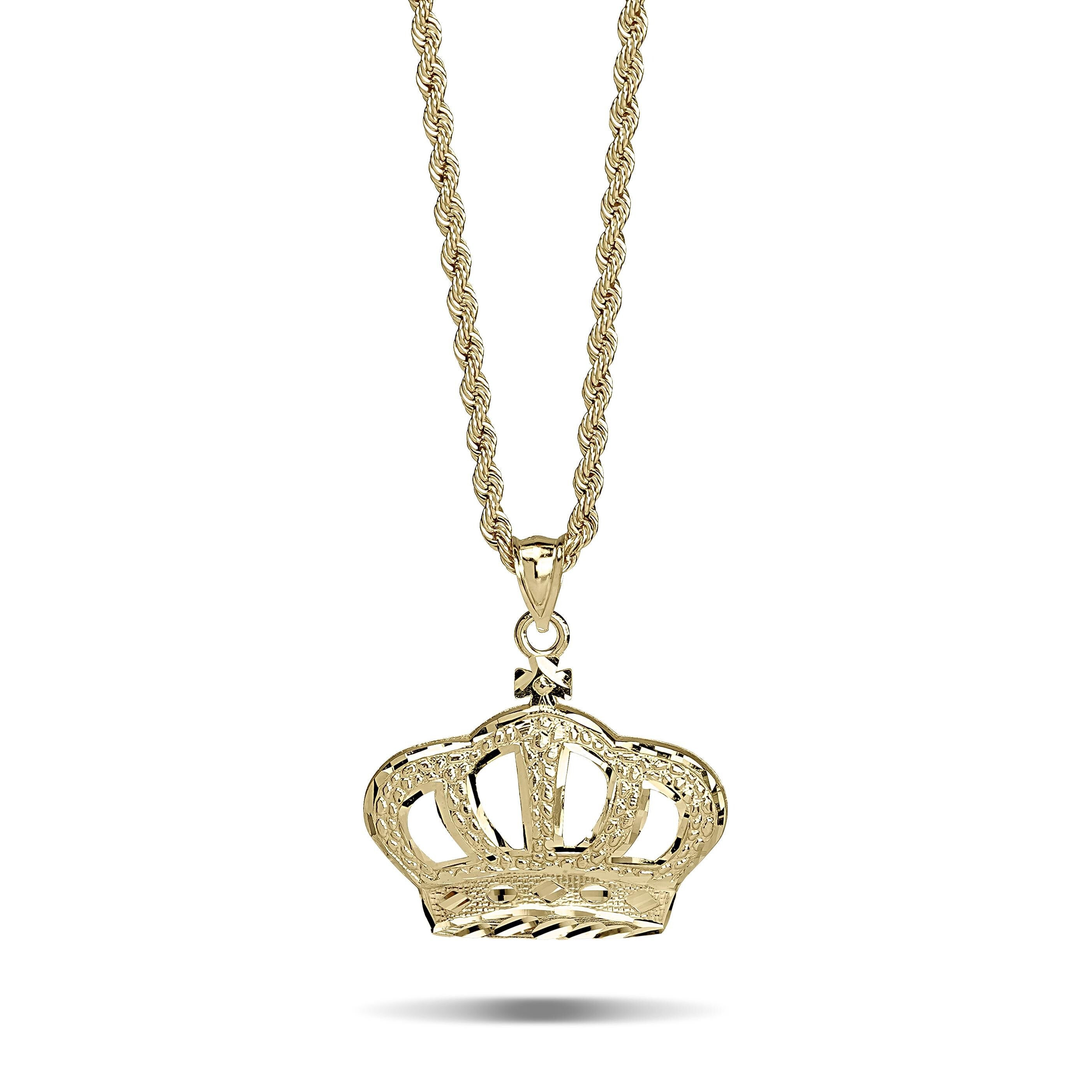 Collane con ciondolo iniziale a corona in ottone micro pavé di