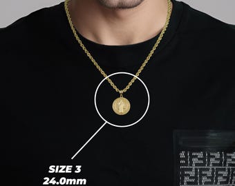 10k & 14k Solid Gold Saint Benedict Round Charm Pendant Necklace