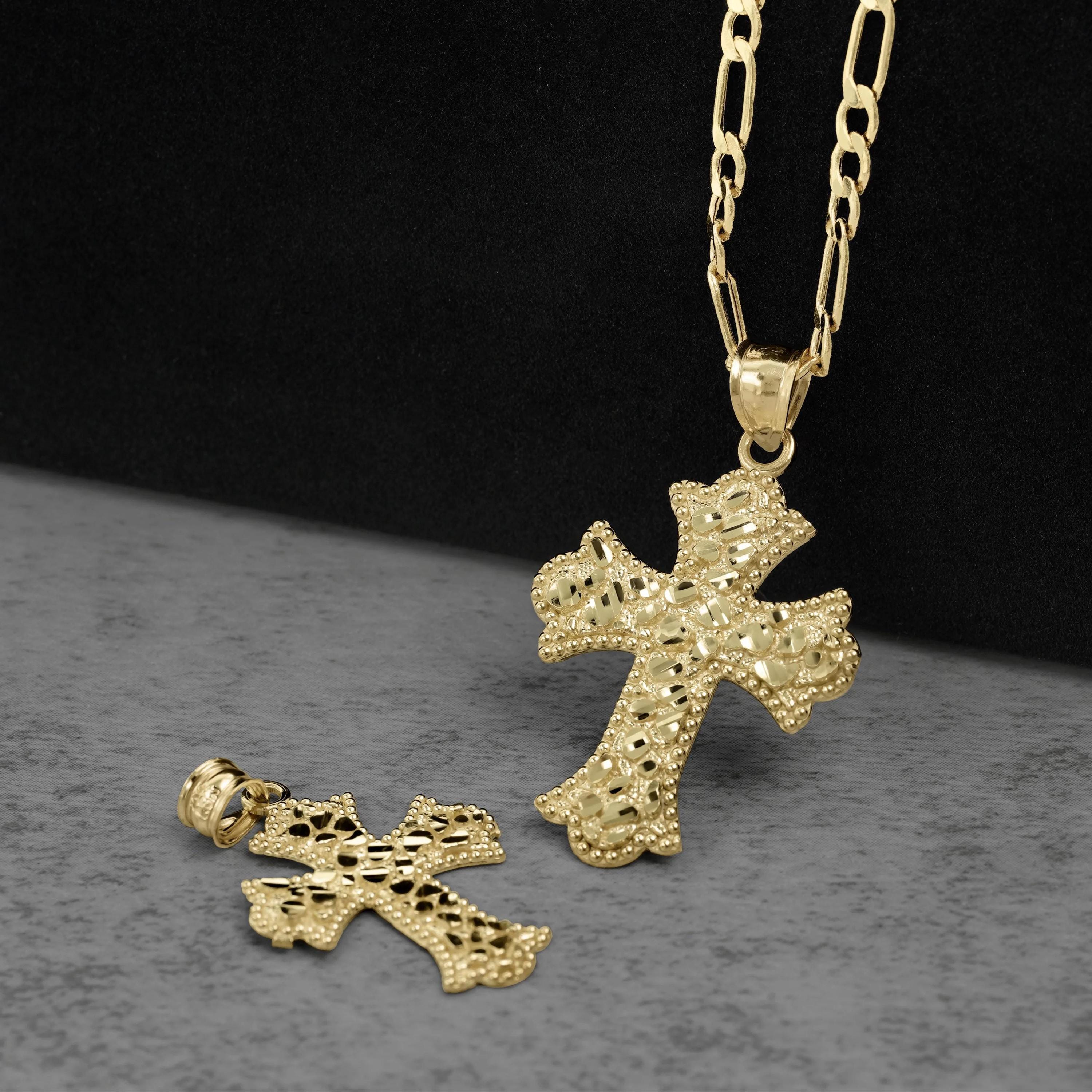 10k gold pendant ネックレス用 10k Gold Faith DC Nugget Gothic Cross Pendant Necklace - Etsy
