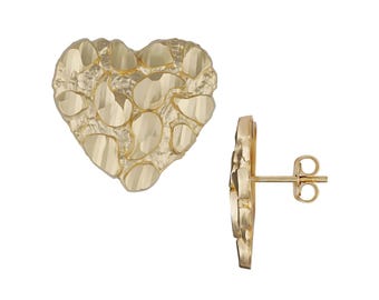 10k & 14k massivt guld hjärtformade örhängen med pushback - Minimalistiska handgjorda smycken för kvinnor, läckra guldörhängen, unik present till henne