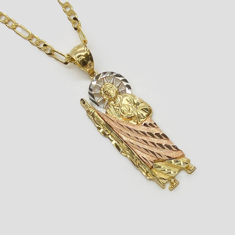 10k & 14k Solid Gold Saint Jude San Judas Tricolor Charm Pendant ...