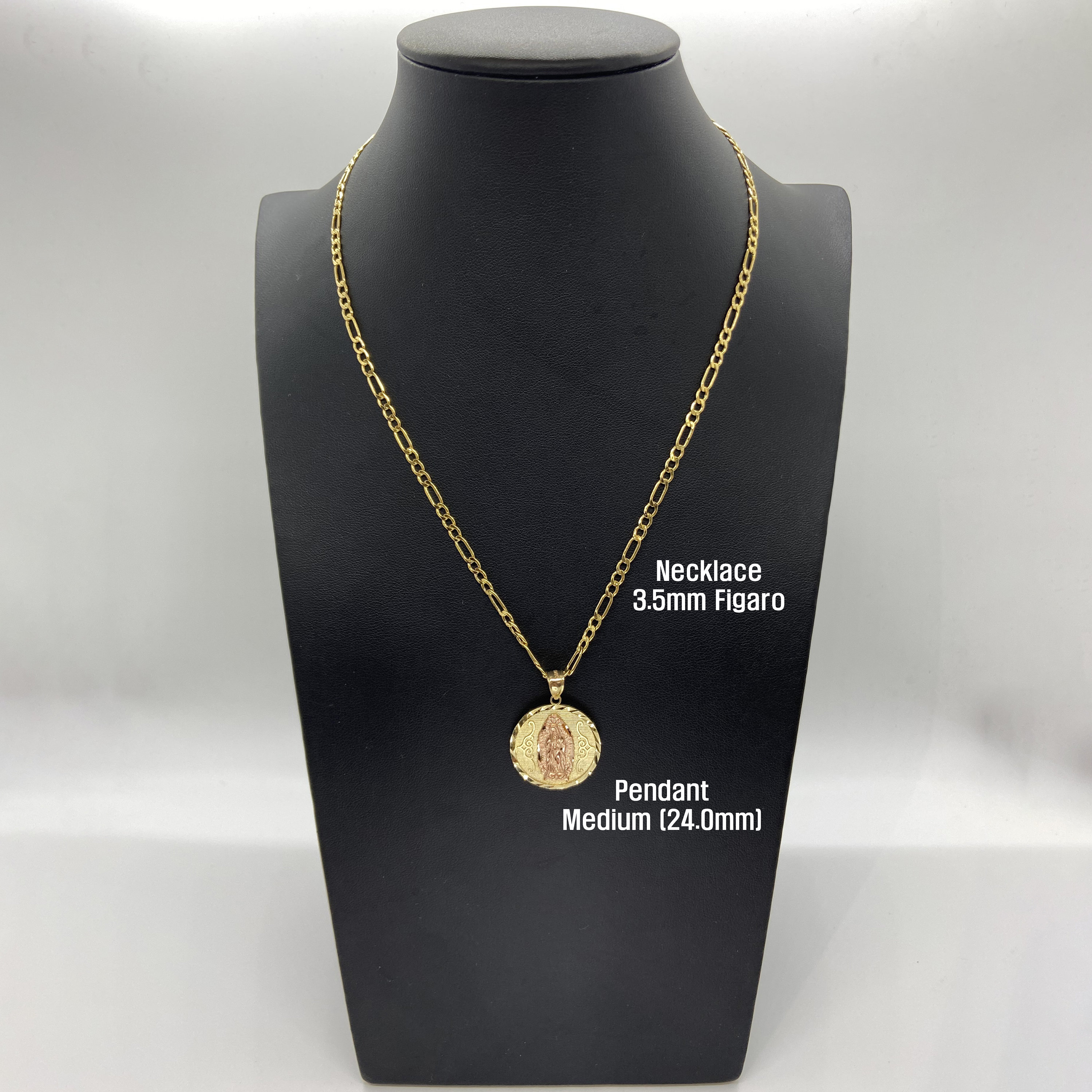 14k Solid Gold Virgin Mary Virgen Maria Lady Guadalupe Two Tone Round ...