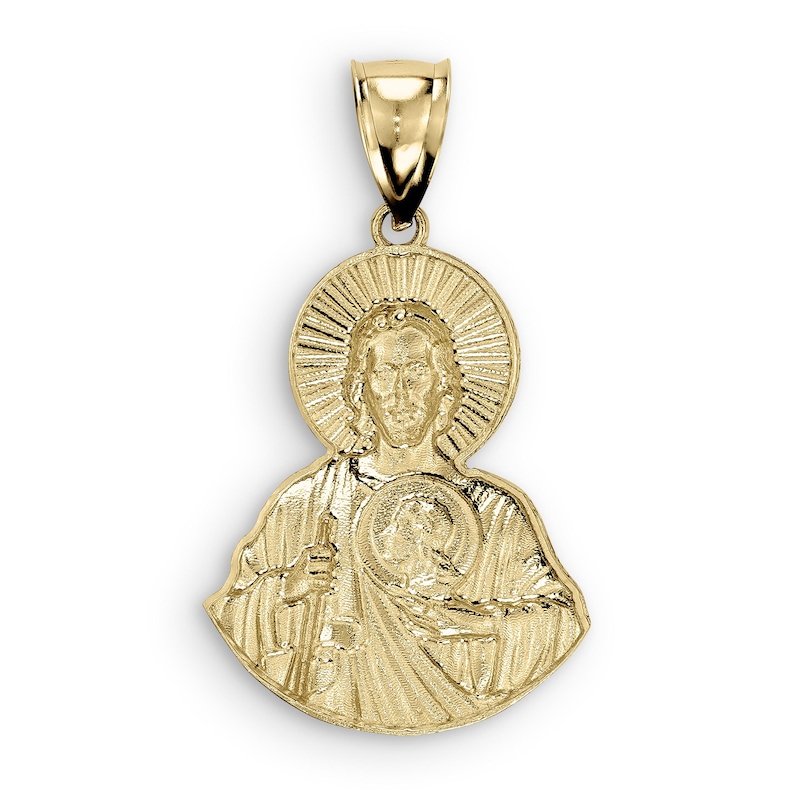 14k Solid Gold Saint Jude San Judas Matte Satin Half Body Charm Pendant ...