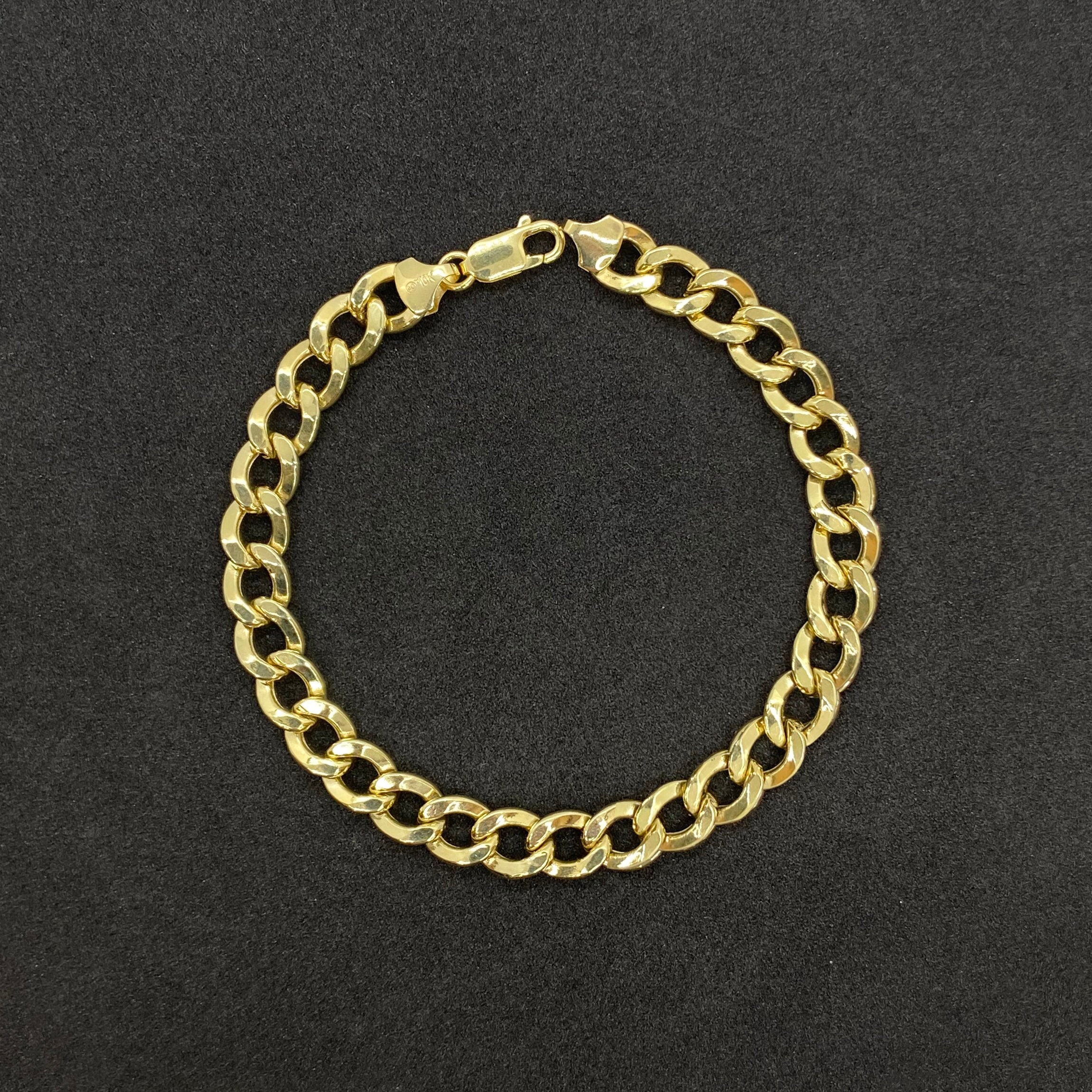 10k Gold Cuban Curb Link Bracelet Anklet - Adjustable Chain