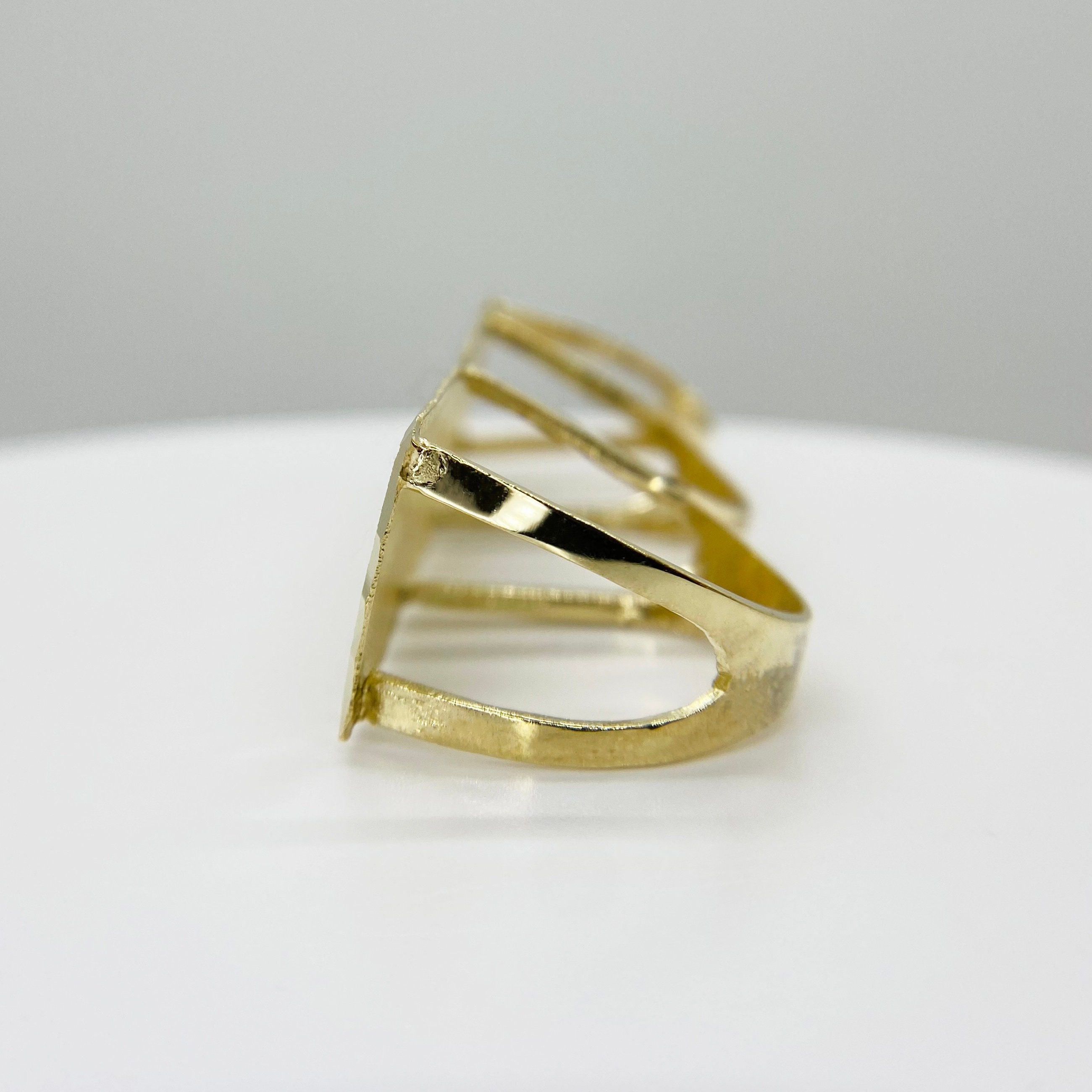 10k Solid Gold Three Finger Plate Ring for Men Women 10k Solid Gold Three Finger Plate Ring for Men Women