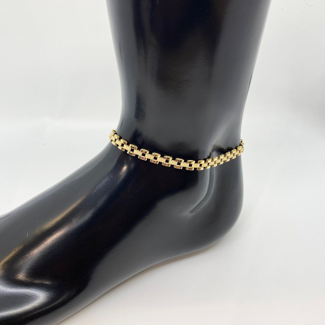 10k Gold Rollie Chain Link Anklet for Women Etsy